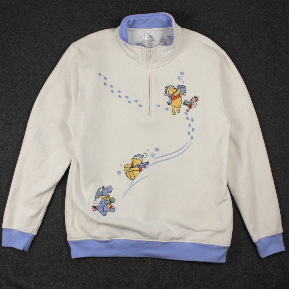 Disney‎ Winnie the Pooh and Pals 1/4 Zip Sweatshirt M Pullover Eeyore Tigger